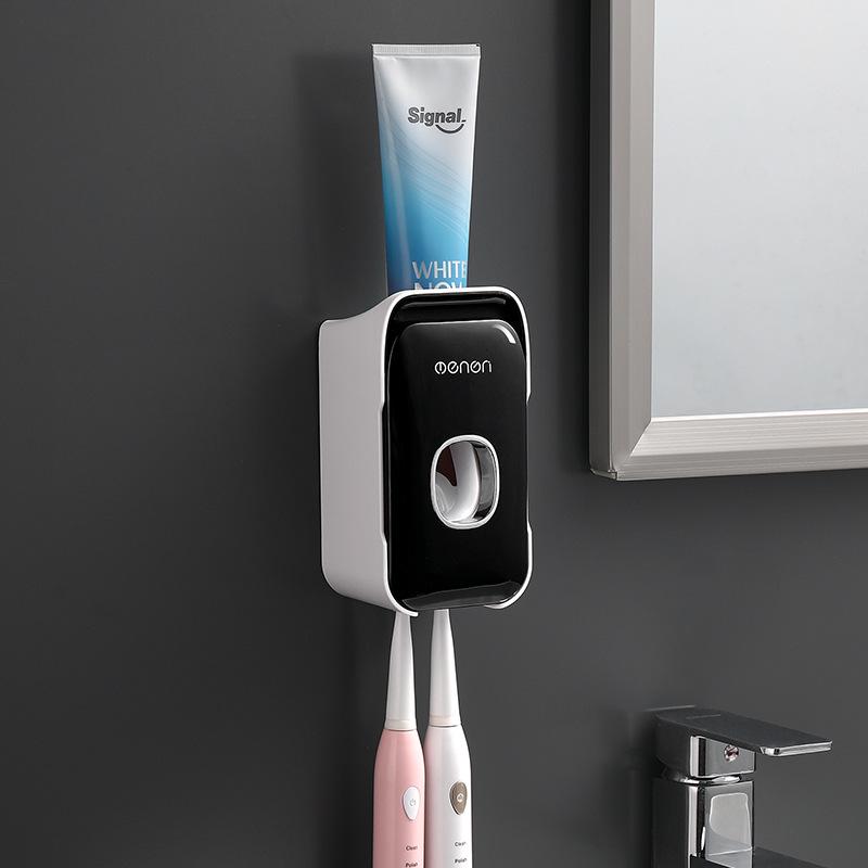 Automatic Toothpaste Wallmounted Dispenser Toothbrush Holder Set