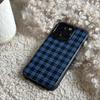 New Minimalist High-end Deep Blue Grid Phone Case For iPhone 17 Air 16 15 14 12 13 11 Pro Max Mini Plus Anti Drop Y2k Back Cover