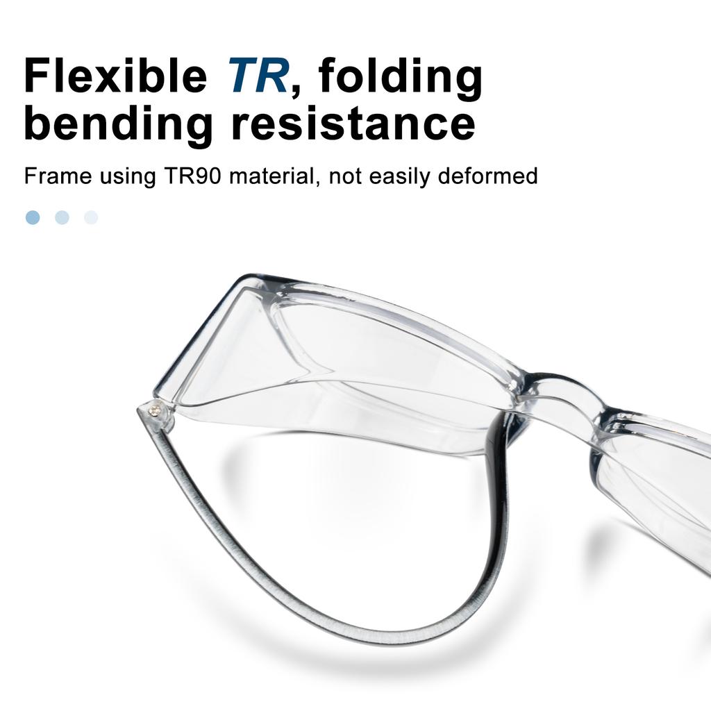 2PCS Anti Pollen Safety Glasses Square Anti Fog Blue Light Blocking Glasses with Side Shields for School Daily Life