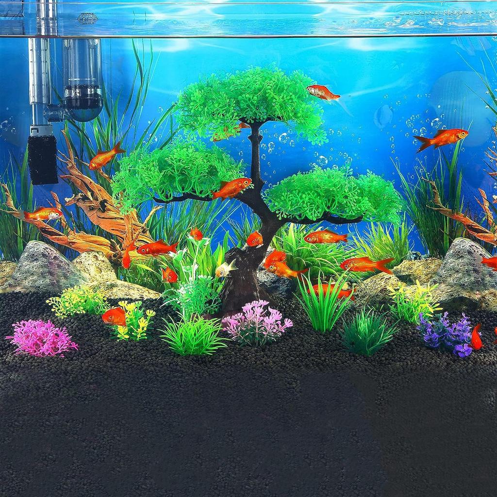 10 Pieces Aquarium Decors Plant Ornaments Green Aquatic PlantTank Landscaping Green Artificial Leaves Hiding Spot