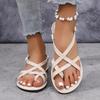 [Summer Flat Sandals] Summer Women's Fashion Flat Sandals | Cross Strap, Rubber Sole, Fabric Lining