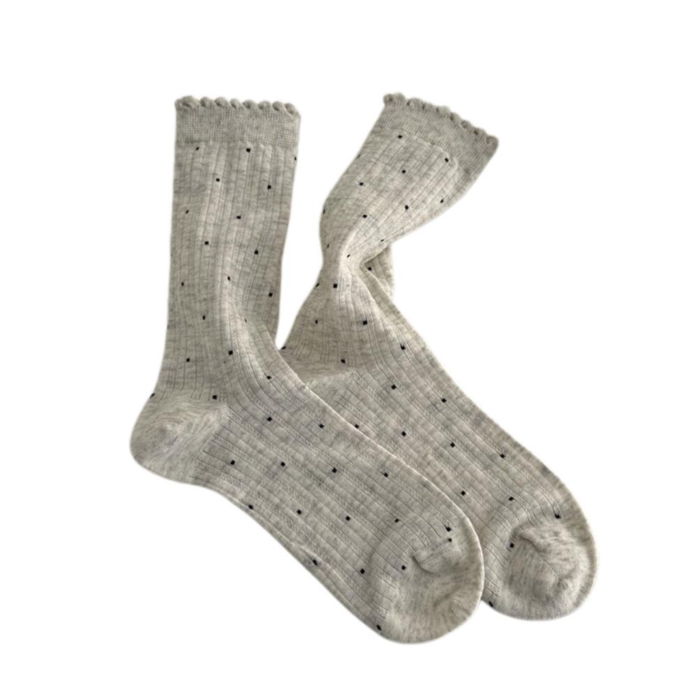 Cotton Women Socks Retro Harajuku Mid-calf Socks Comfortable Thin Polka Dot Socks Ladies