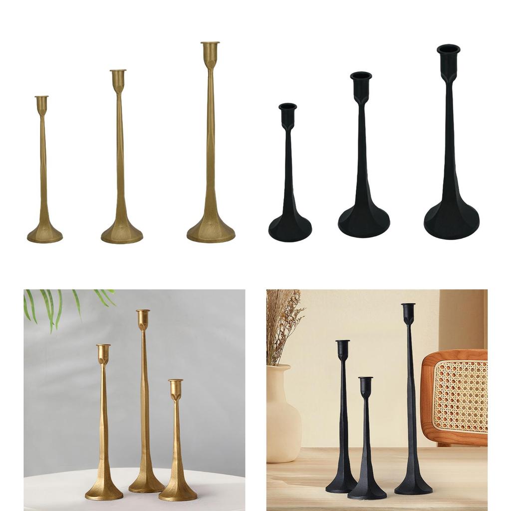 3x Taper Candle Holder Stable Base Retro Style Ornament Candle Stick Holder for Celebration Living Room Desktop Party Home Decor