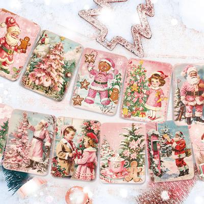 Pink Vintage Christmas Banner Santa Snowman Decor Merry Christmas Hanging Garland for Home Navidad Xmas Ornaments New Year Gift