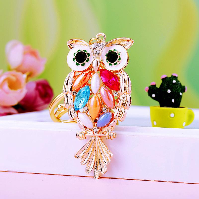 Owl Crystal Keyring Charm Pendant Handbag Purse Bag for Key Ring Chain Keychain