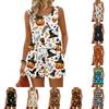 Women's Casual Halloween Color-Block Printed Sleeveless Set