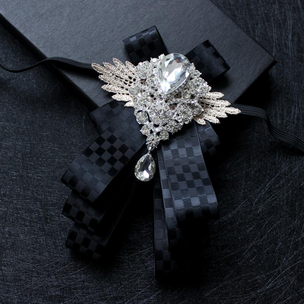 Retro Rhinestone Collar Flower Elegant Men's Suit Accessory Formal Gentleman's Bow Tie  Man