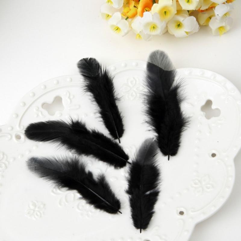 Pack Of 100 Natural Black Feather Natural Gooses Feather For Craft Wedding Decoration Hat Earrings Jewelery Making