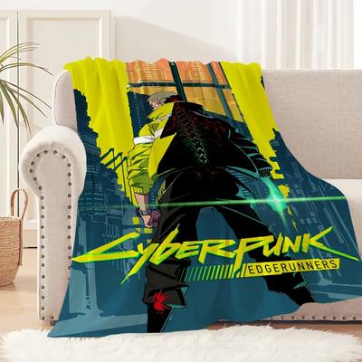 Cyberpunk Edgerunners Blanket Soft Cozy Plush Throw for Living Room Office Bedroom Perfect Birthday Gift for Kids and Gamers