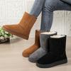 Snow boots for women, new winter velvet boots, thickened medium tube, one pedal, large size cotton shoes for women to keep warm