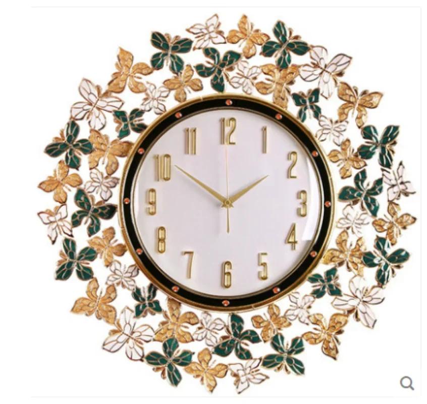 Enamel Butterfly Wall Clock Home Decoration Fashion European Light Luxury Creative Art Wall Decoration Living Room Decoration