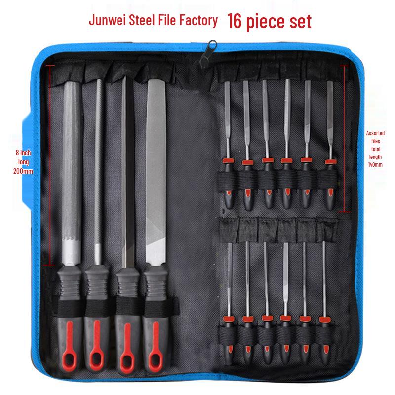 19-Piece Metal Steel File Set: Includes Flat, Triangular, and Semicircular Files for Grinding Iron