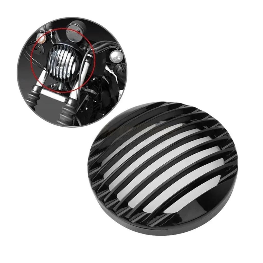 Motorcycle 5.75" 5 3/4" LED Headlight Grille Cover ABS Sportster XL 883 Iron 1200 2004+ Custom XL1200C 1200 Compatible