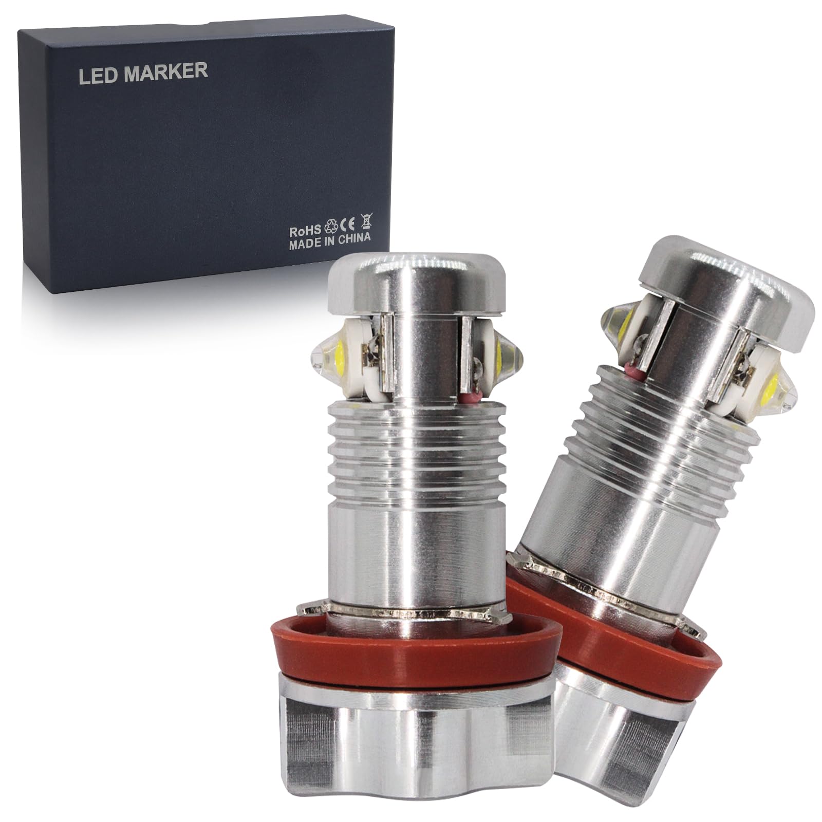 

Aoling H8 Angel Ring LED Bulbs for BMW and Silver 2 Bulbs E92, E90, E91, E87, E60, 6W, Shell, 6500-7000K White, белый