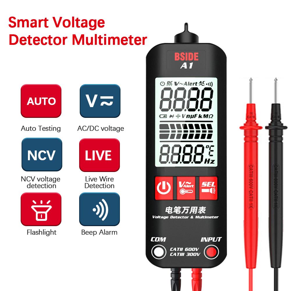 

Розумний міні-мультиметр із захистом від ошпарювання, 2000 відліків, DC/AC, напруга, частотний опір, РК-дисплей, цифровий детектор напруги, мультиметр зі світлодіодним ліхтариком чорний