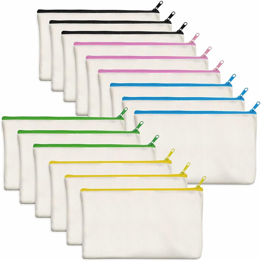 Custom Logo Eco-Friendly Zippered Pouch Travel for Cotton Canvas Cosmetic Makeup Bag Pen Case Storage Fashion Large
