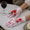 Holiday Party Atmosphere Supplies Halloween Horror Gloves, Creepy Red Hand Cosplay Prop for Party, Indoor Props Spooky Costume Accessory Haunted