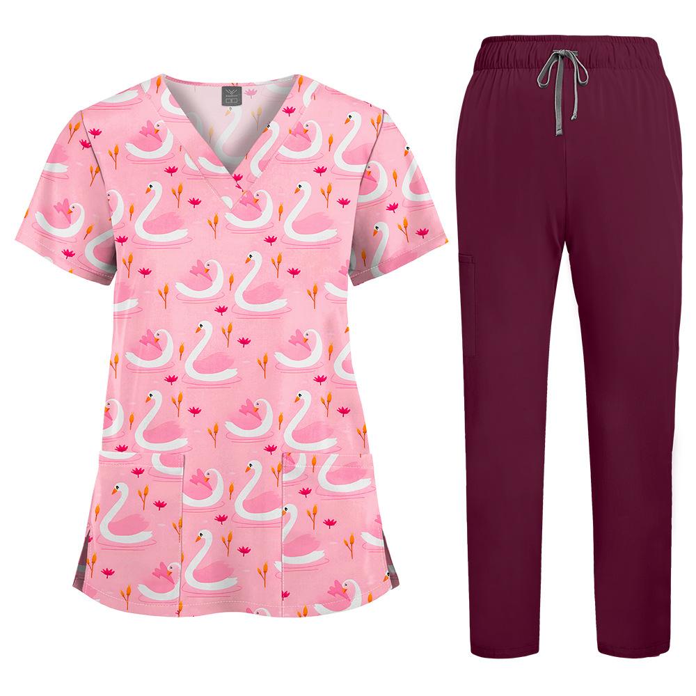 

V-neck Elastic Quick-drying Work Clothes Suit Nurse Clothes Pediatric Clinic Hand Washing Clothes for Men and Women L бежевий