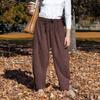 Womens Corduroy Pants Barrel Casual Loose Baggy Drawstring Wide Leg Palazzo Pants With Pockets
