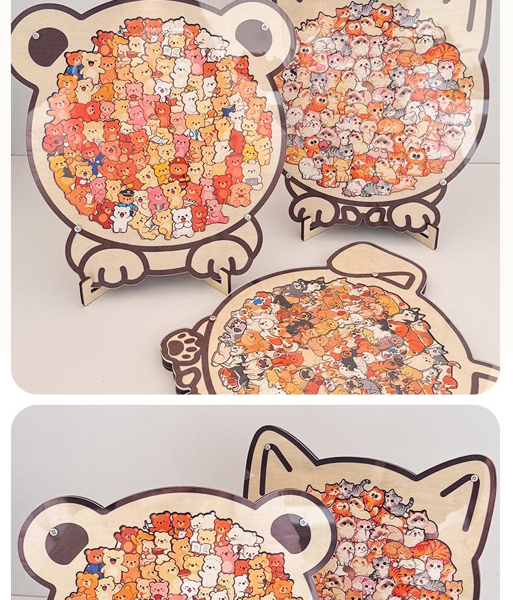 Unregelmäßig geformtes 3D-Holzkatzen-Puzzle-Spielzeug - Niederspaß zum Stapeln, Geschenk