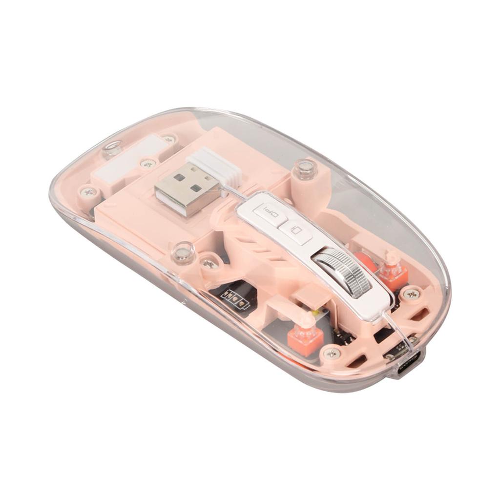 Wireless Bluetooth Mouse Transparent Clear Cool Shell Mute Click Colorful Breathing Lights Laptop