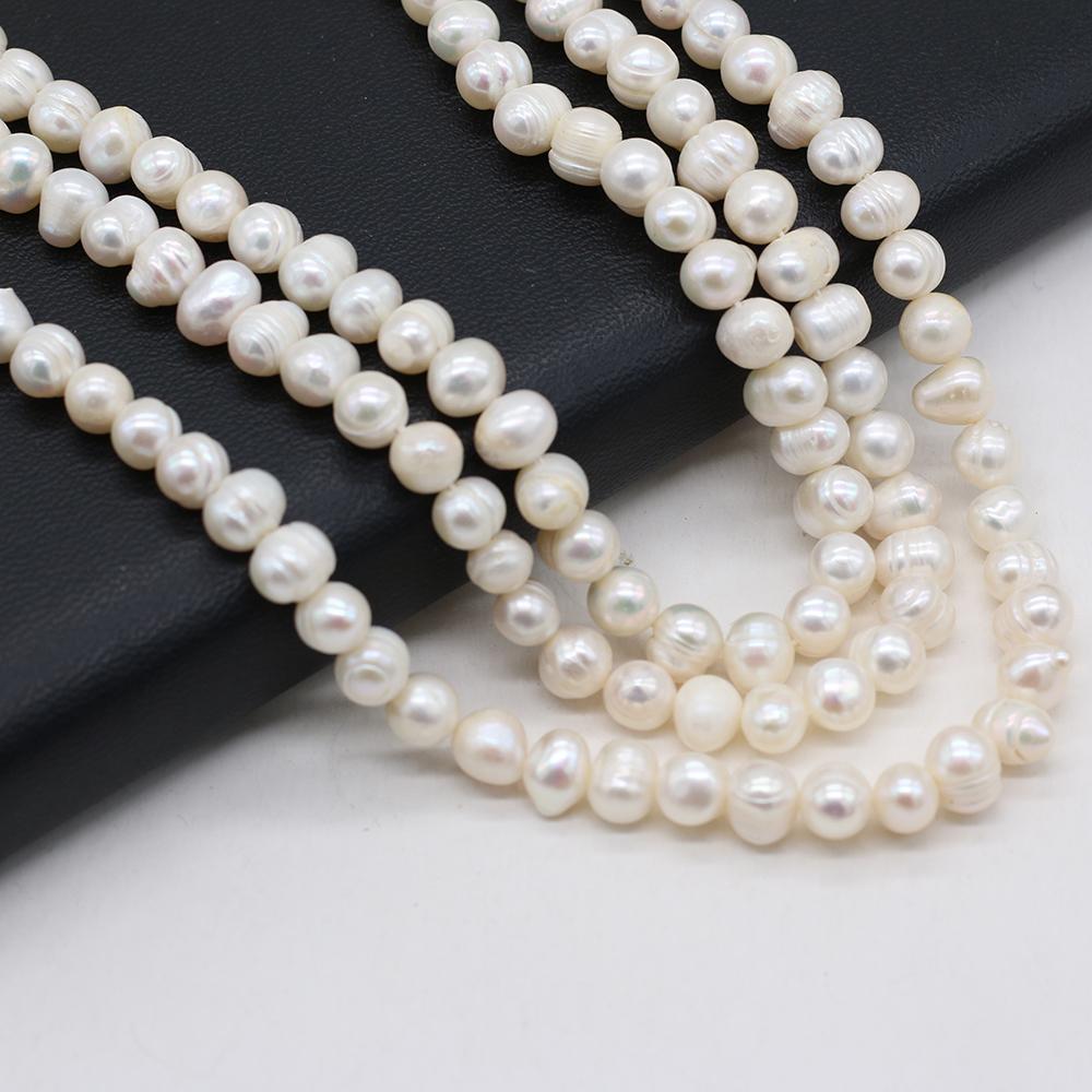 Luxury Natural Freshwater Near Round Pearls 7-8mm, 36cm Strand Handmade Wedding Jewelry Accessories
