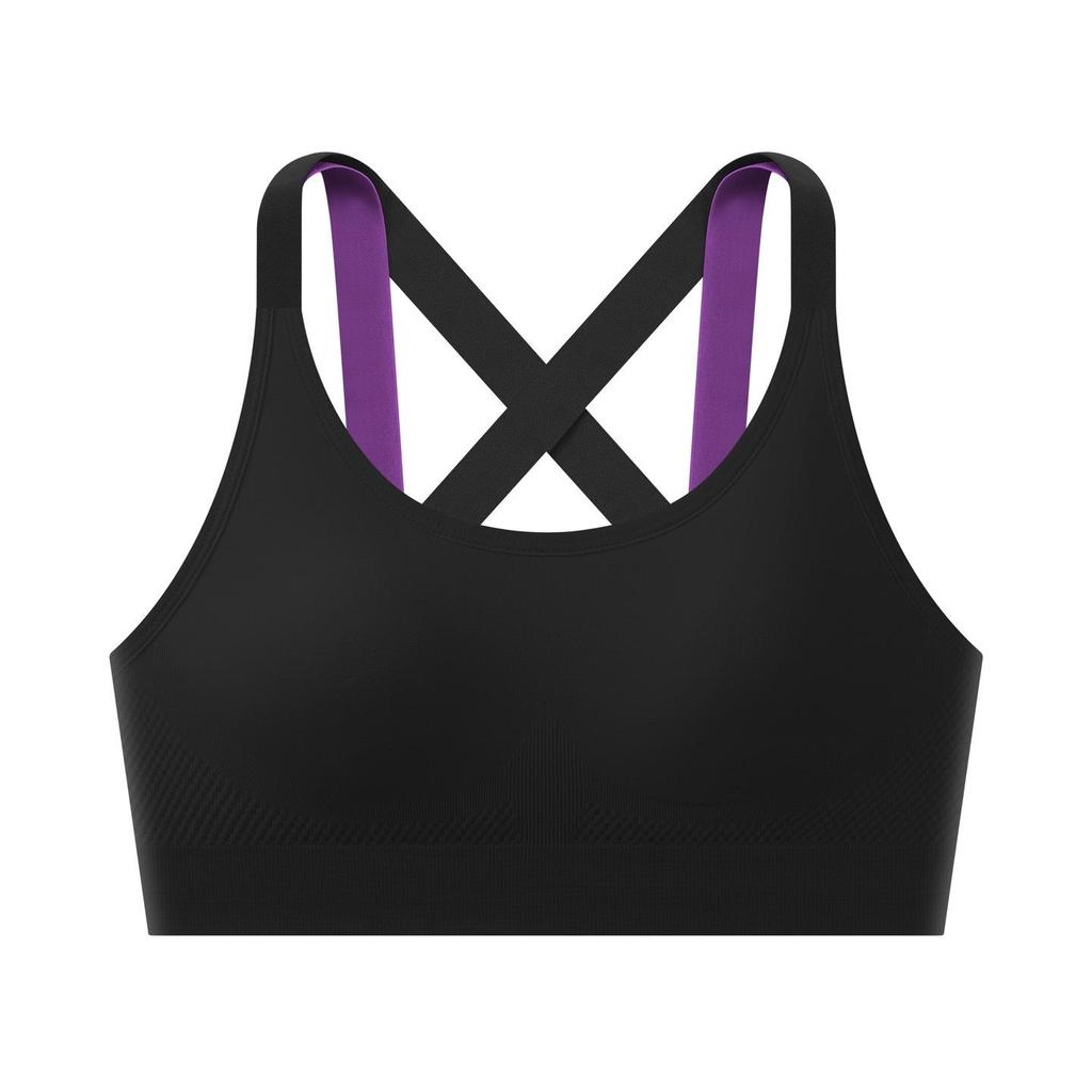 Strappy Cross Back Color Block Push-Up Sports Bra - Wire-Free, Breathable for Yoga & Running