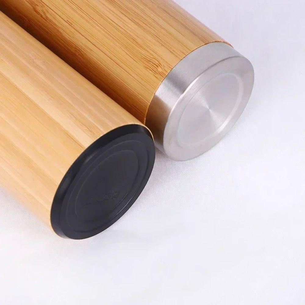 Bamboo Insulated Water Bottle 304 Stainless Steel Travel Cup Thermos Insulated Mug  Coffee