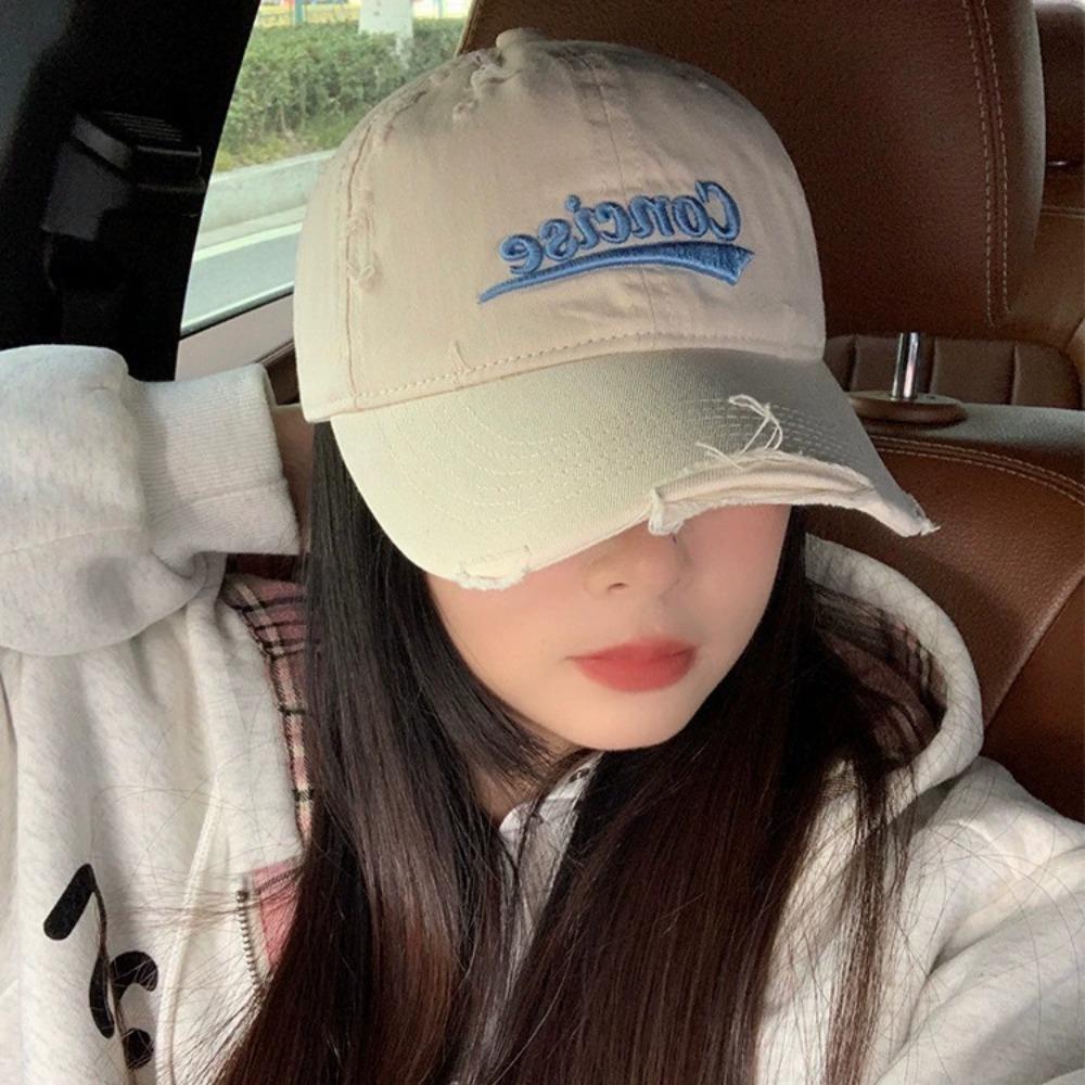 Women'S American Vintage Distressed Oversized Fit Baseball Cap, For Women Outdoor Daily Wear, Breathable Adjustable