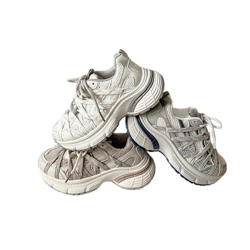 Yueyu European goods Four Seasons mesh fancy strap dad shoes women's 2025 thick-soled breathable lightweight sports shoes increase height