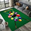 Large Washable Area Rug with Black Pool Ball 8 Design, Non-Slip Sofa Kitchen Toilet Carpet for Living Room Decoration