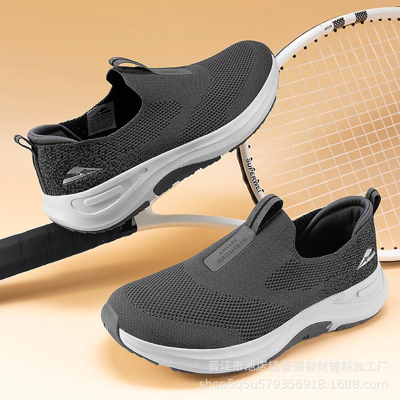 Ultraleichte lässige Schuhe aus großflächigem Fliegenstrick, hochwertige Slipper zum bequemen Gehen, trendige Sportschuhe für Herren