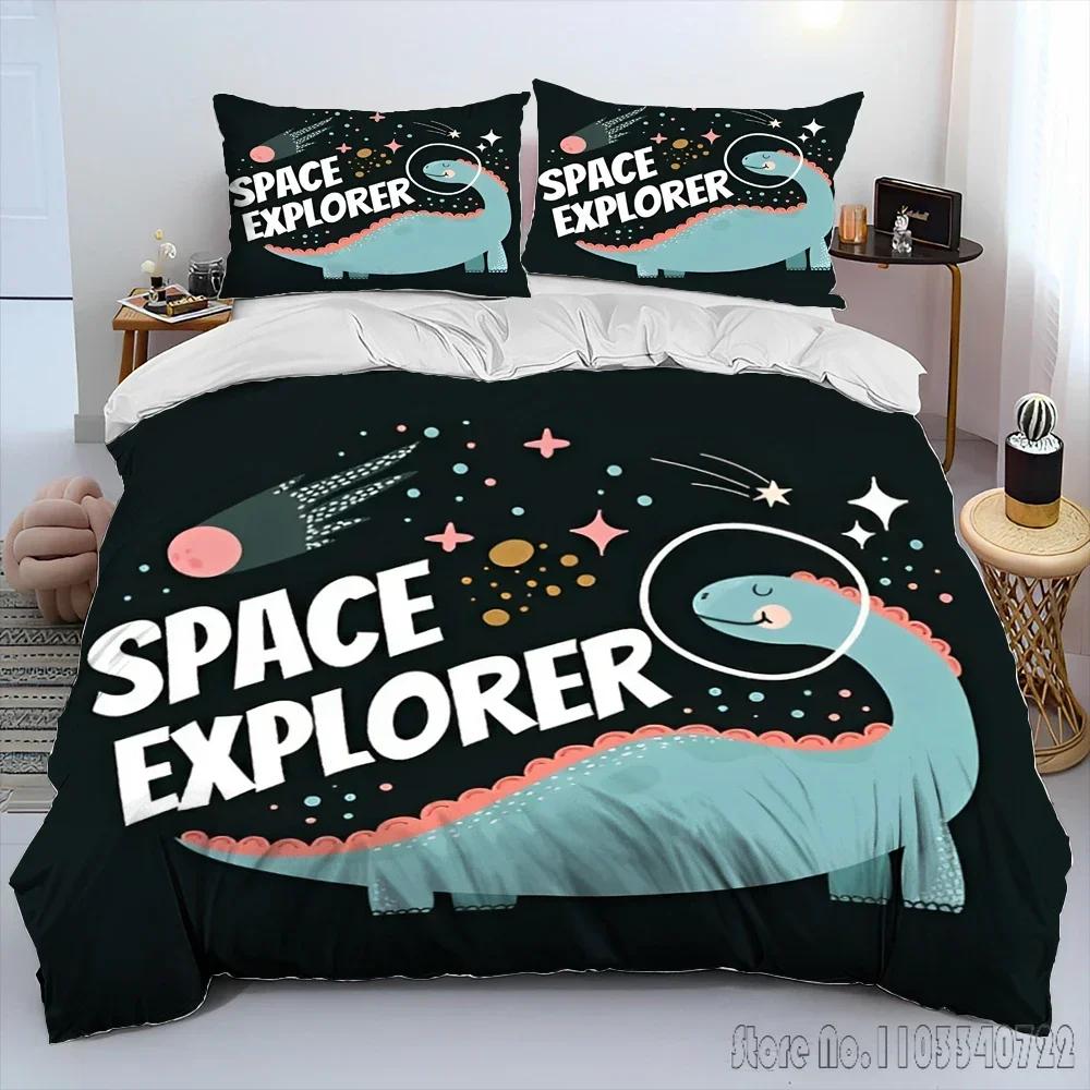 Cartoon Dinosaur Space Cute Dino Children Duvet Cover Set HD Comforter Cover for Kids Bedding Sets Bedclothes Bedroom Decor