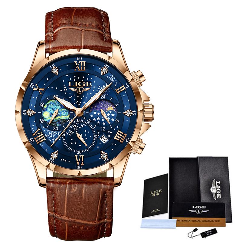 Quartz Watch For Men Top Brand Luxury Fashion Leather Watch Men Casual Sport Waterproof Chronograph Relogios Masculino+BOX