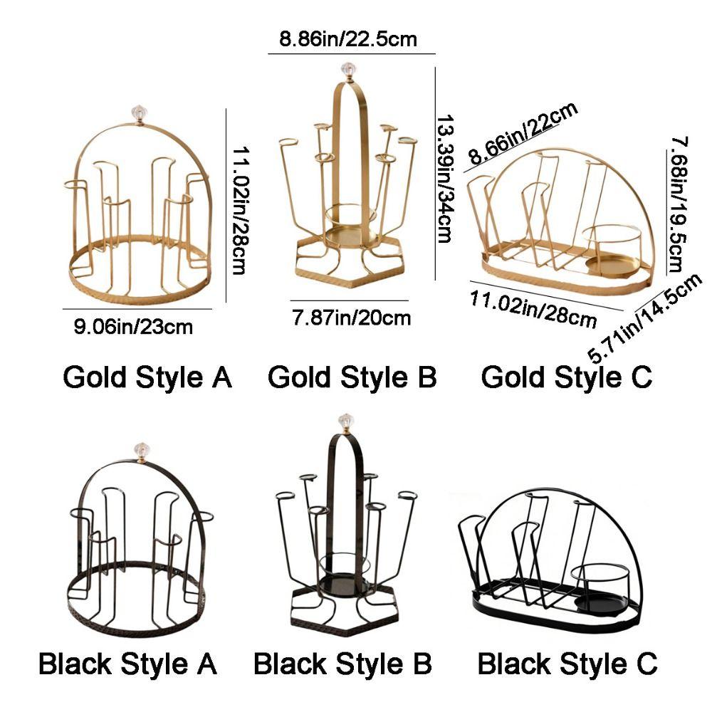 Iron Water Cup Drying Rack Gold/Black Glass Cup Drain Holder Durable Tea Cup Holder for Home