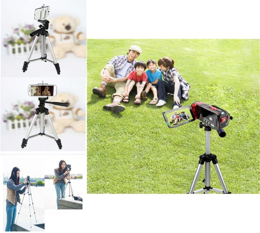Aluminum Tripod With Threeway Head For Camera And Phone Stabilization Home Office Photography