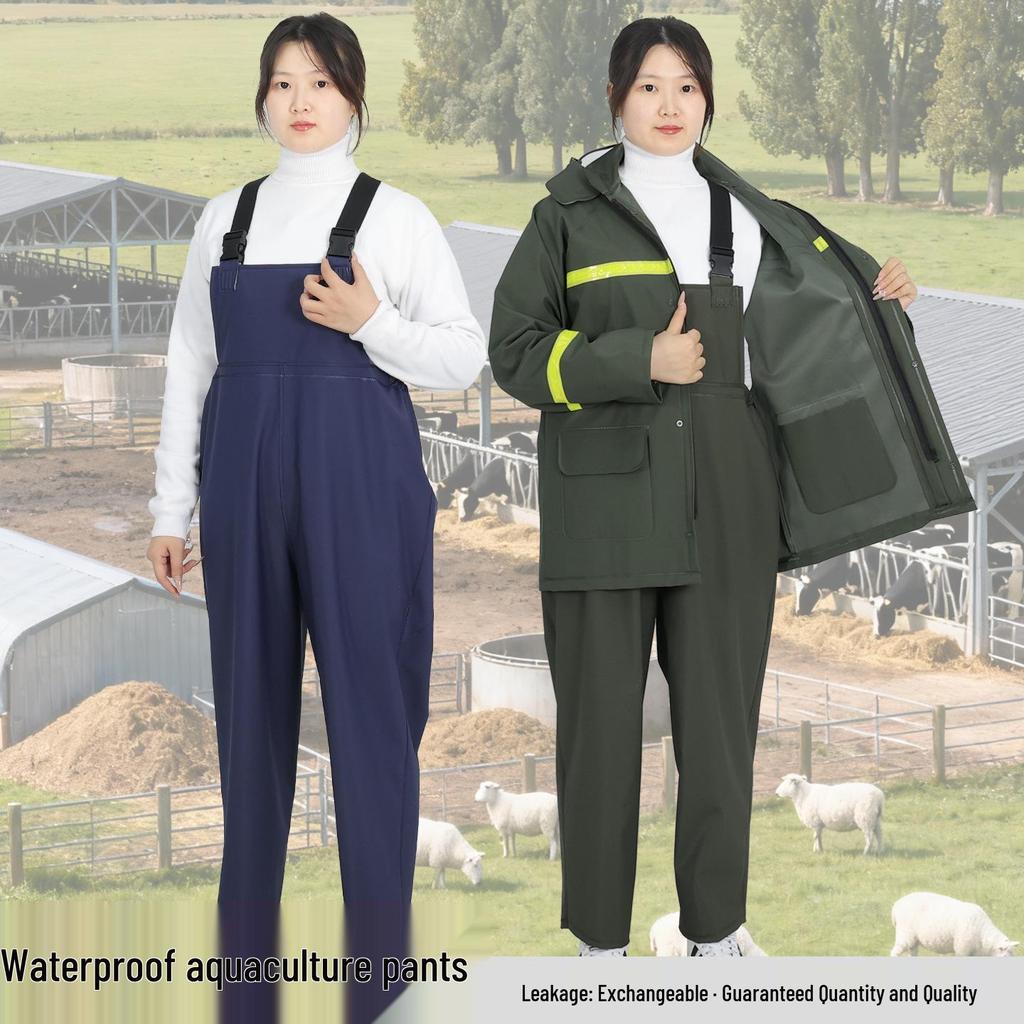 Waterproof Fishing & Aquaculture Bib Pants Set - Thick, Stain-Resistant, Wear-Resistant