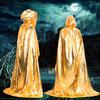 Cape d'Halloween brillante à capuche couleur unie pleine longueur pour hommes, femmes, enfants et adultes, magicien de la mort, Cape de Cosplay, Costume de mascarade, fournitures d'accessoires de fête