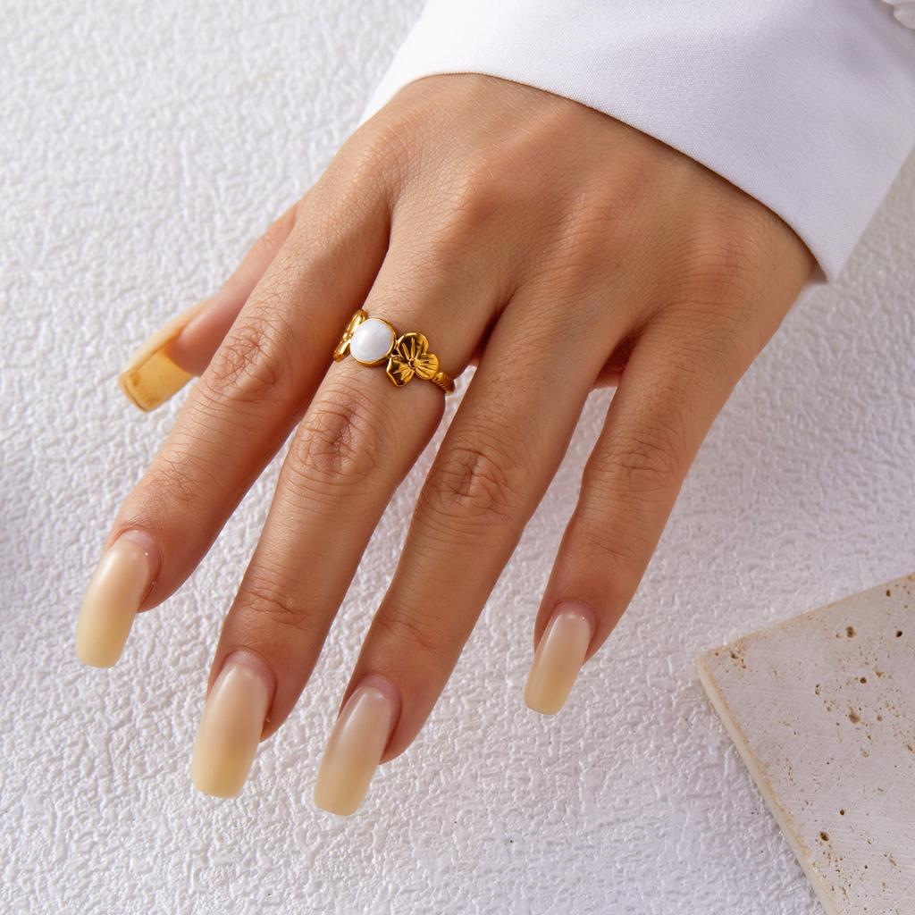 Stainless Steel Enamel Fashion Rings for Women Simple Trendy Trendy Adjustable Personality Jewelry Exquisite Minimalist Gift
