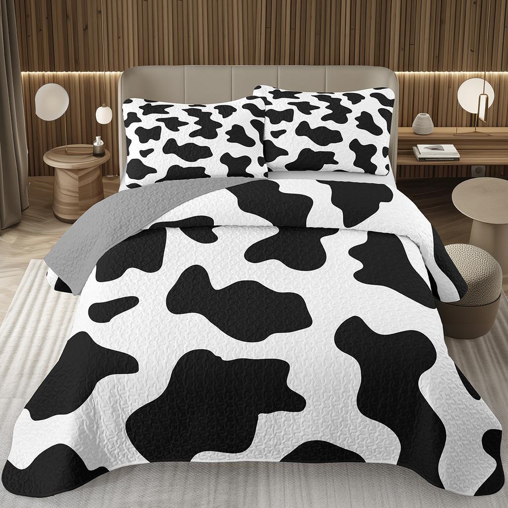 Cute Milk Cow Bedspread Set Twin Queen King Size Farm Animal Print Quilt Set Farmhouse Coverlet Set For Boys Teen Bedroom Decor