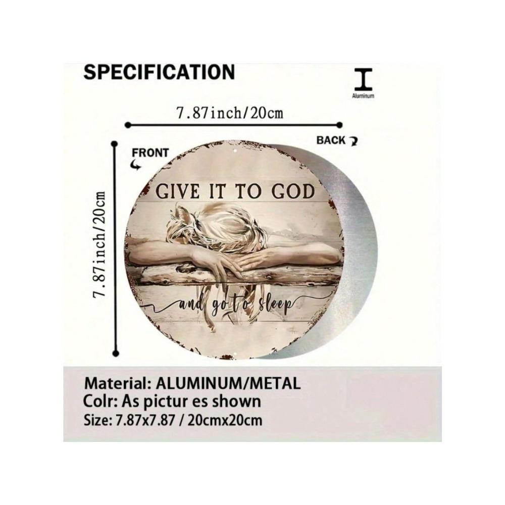 Vintage Metal Wall Art Poster Give It to God and Get Some Sleep Decor for Bedroom Living Room