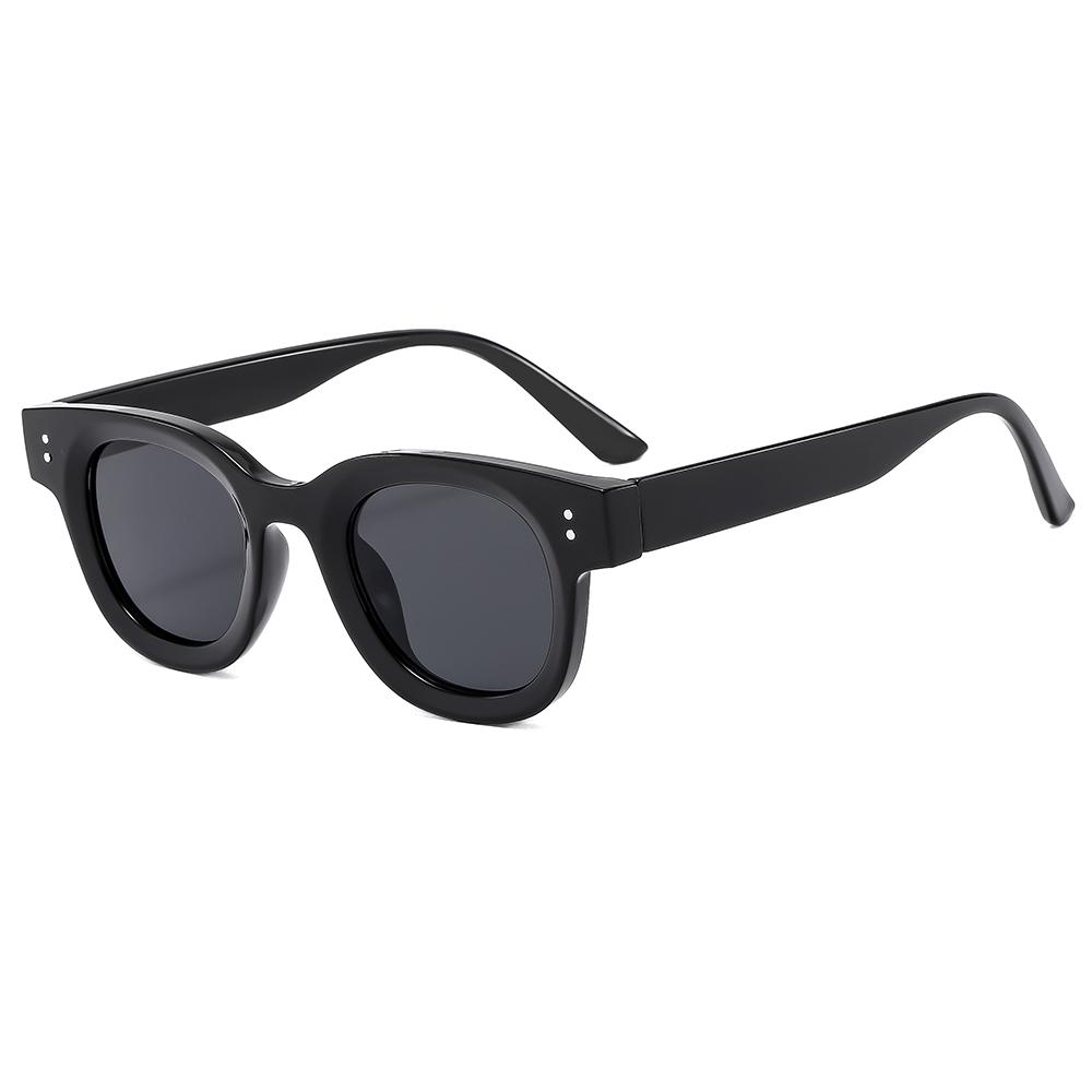 Classic Red Round Sunglasses with Vintage Design Square Frame Customizable Logo Gray or Yellow PC Frame Options