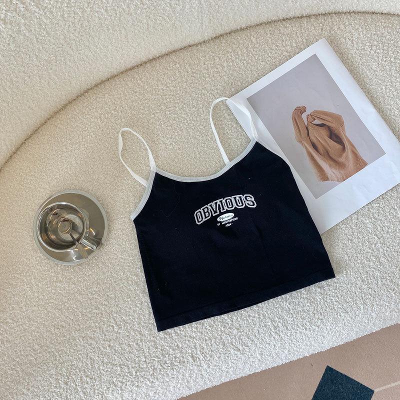 

Alphabet Spice Sports Camisole Girly Girl с бюстгальтером-прокладкой под майкой, чтобы предотвратить обнажение и носить короткий топ One size