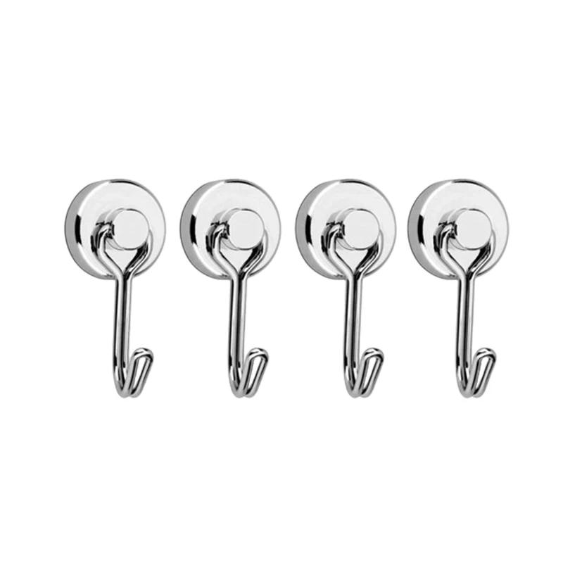 2/4/8PCS Magnetic Hooks Heavy Duty Magnets Hook 30LB Strong Neodymium Magnet With Swivel Hooks For Home Kitchen Refrigerator