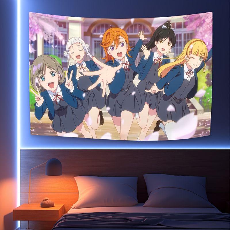 Cherry Blossom Campus LoveLive All Girls Japanese Animation Tapestry Background Hanging Cloth anime Girls Room Decor