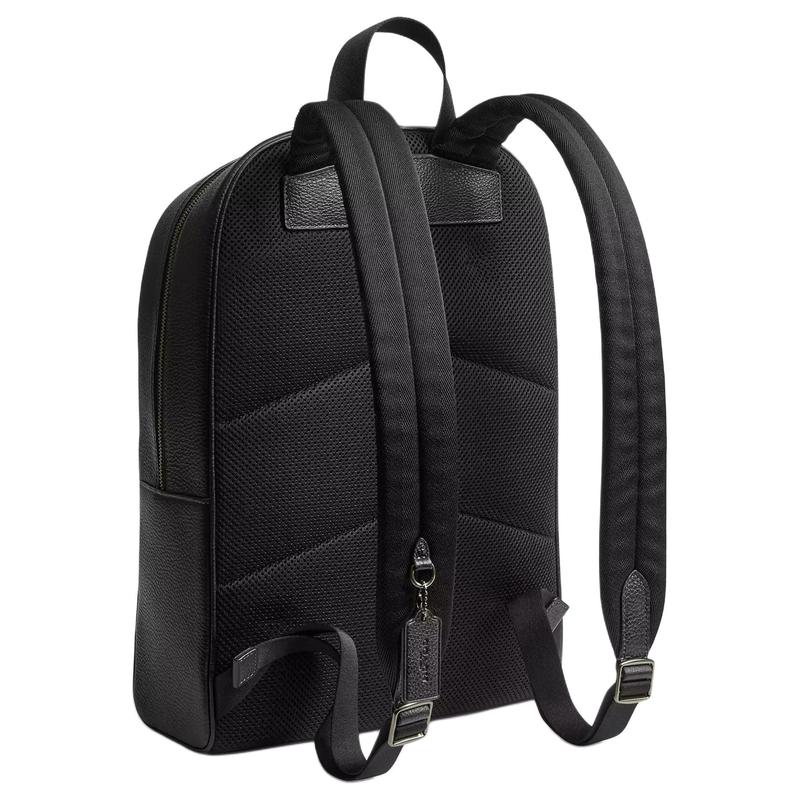 COACH OWEN 29 embossed large capacity pebbled leather backpack large size men's black