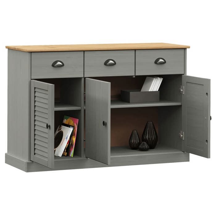 VidaXL Buffet with Drawers VIGO 113x40x75 Cm Grey Solid Pine Wood 353192