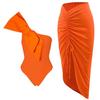 2026 European & American Bowknot One-Piece Bikini with Drawstring Beach Skirt Two-Piece Swimsuit Set