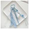 Cute Ocean Conch Light Blue Lace Ribbon Bag Charm Flower Bead Fish Pendant Carabiner Beach Key Accessories Bag Charm