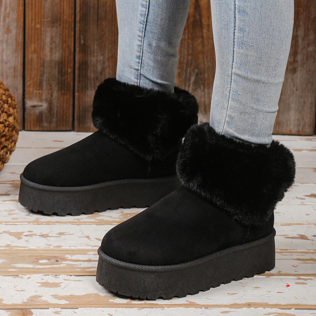 Winter New Casual Round Toe Women Slip-on Platform Snow Boots Women Outdoor Fashion Ankle Short Boots Shoes for Women